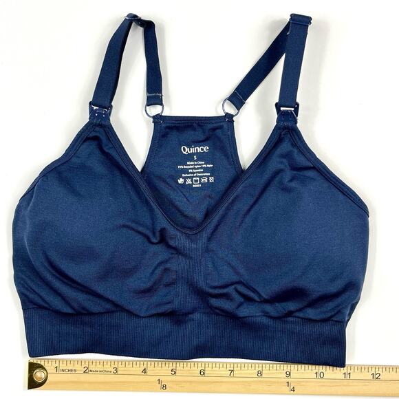 Quince Pumping Nursing Sports Bra Women's Size S Blue Wireless Padded Comfort - Picture 7 of 9
